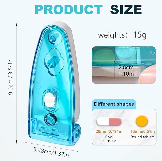 Portable Pill Taker Household Gadgets, 2025 New Travel Pill Popper for Blister Packs Opener Assistance Tool for Elderly (Blue*2)
