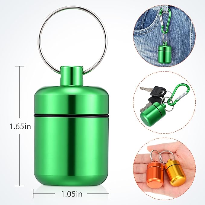Hicarer 4 Pack Ear Plug Carrying Case, Waterproof Metal Ear Plug Holder with Keychain, Portable Small Pill Case Container for Earplugs, Jewelry, Pill Organizer for Travel or Sports(Bright Colors)