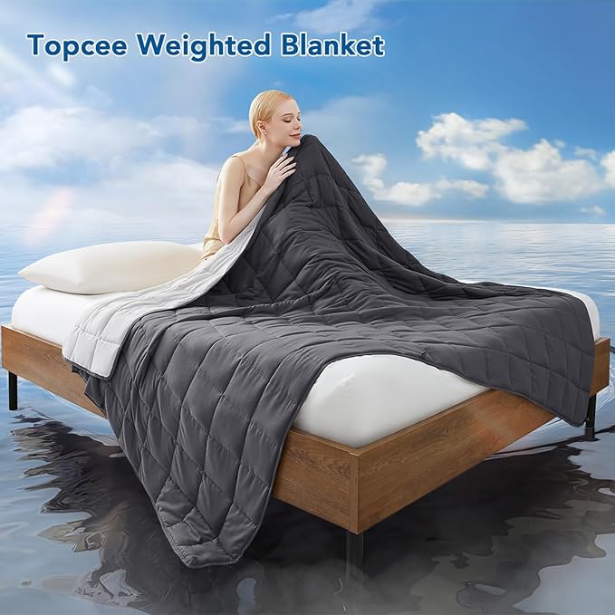Topcee Weighted Blanket for Adults (25 lbs, 60" x 80") Queen Size Soft Cooling Heavy Blanket Sleeping, Apply to 240-260 lbs Body, Thick Breathable Blanket with Glass Bead, Easy Care