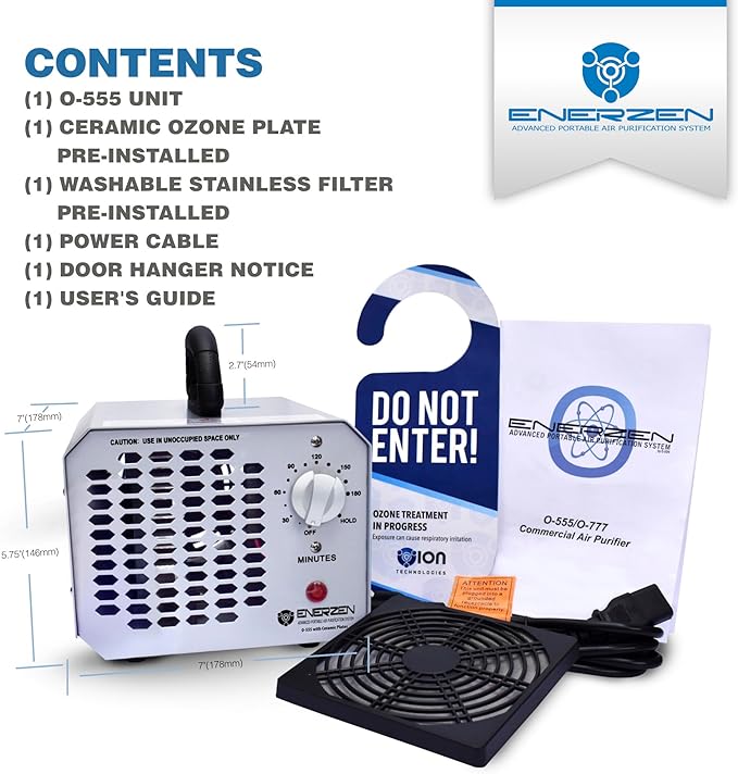 Enerzen O-555-60,000mg Industrial Ozone Generator O3 Air Purifier Deodorizer, Silver