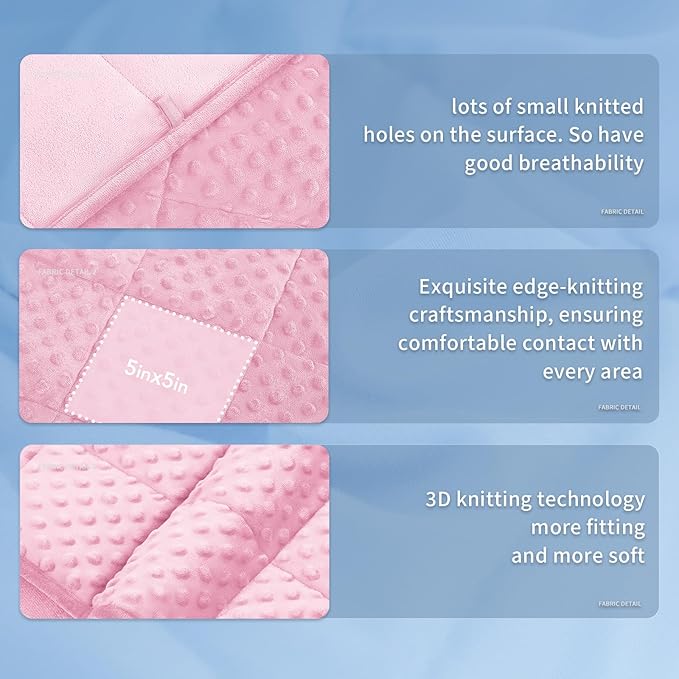 Topcee Weighted Blanket for Adults (12lbs 48"x72"), Minky Dots Heavy Blanket for 110-130lbs Sleeping, Soft, Cozy and Cooling Weighted Throw Blankets, Machine Washable, Pink