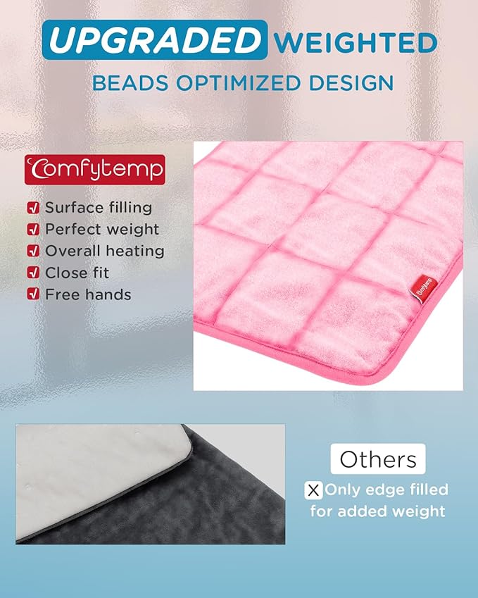 Comfytemp Weighted Heating Pad for Back & Period, FSA Eligible Electric Heat Pad, Birthday Gifts for Women Men Mom Dad & Mother Day Gift, 2.2 lb HSA Neck Shoulder Heated Pad, 2H Auto-Off, 12x24, Pink
