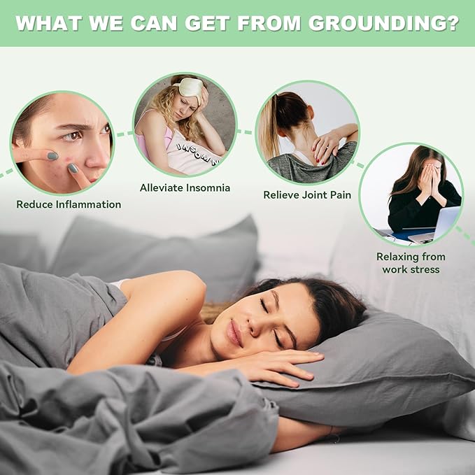 Grounding Sheet Grounded Silver Fiber Flat Sheet Full,54 x 75 Inches Grounding Bed Sheet Grounded Sheet for Sleep, Pain Relief with Cord