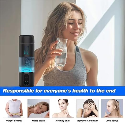 Hydrogen Water Bottle Generator with SPE PEM Technology, 5000ppb Portable Hydrogenated Water Ionizer Machine Improve Water in 5 Minutes, for Home, Office, Travel, Exercise