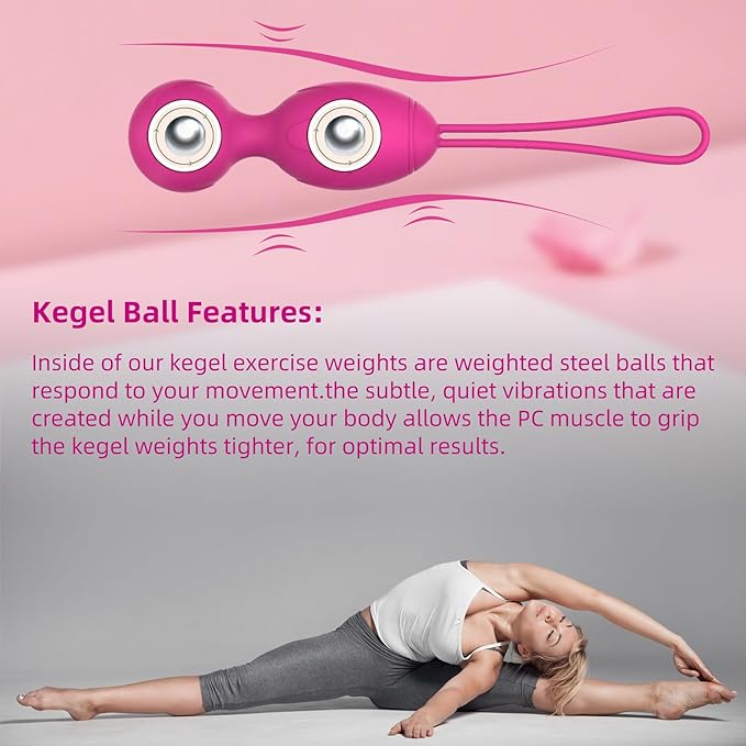 Kegel Exercise Balls for Women, Set of 4 Premium Silicone Kegel Weights for Home & Travel, Pelvic Floor Trainer System, Easy Clean, Pink