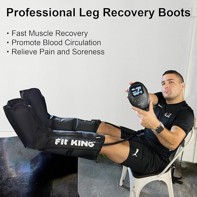 FIT KING Air Compression Recovery System, Sequential Massage Boots for Foot and Calf, Professional Compression Therapy Device Improves Leg Circulation and Pain Relief