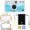 KODAK EKTAR H35N Half Frame Film Camera, 35mm, Reusable, Focus-Free, Bulb Function, Built-in Star Filter, Coated Improved Lens (Film & AAA Battery are not Included) (Glazed Blue, Premium Kit)