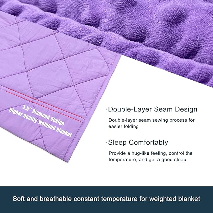 MAXTID Violet Weighted Blanket for Kids 5lbs 36inx48in for Children 30 to 70lbs Child Heavy Blanket Purple