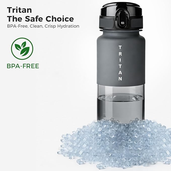 32oz Water Bottle with Chug Lid, Frosted & Clear Tritan BPA-Free, Leakproof, Wide Mouth, Portable Sports Water Bottle for Gym, Office, Travel, Outdoor (Gray)