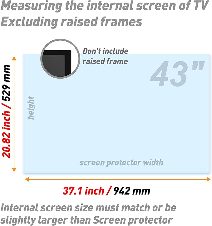 43 Inch Anti-Glare TV Film,Blue Light Anti Scratch Film for 43 Inch,43 Inch TV Anti Glare Screen Protector TV Glare Stopper Matte Film