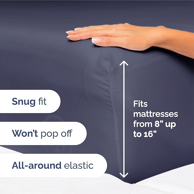 King Size 4 Piece Sheet Set - Extra Soft, Breathable & Cooling - Hotel Luxury Durable Bed Sheets for Women & Men - Deep Pockets, Easy-Fit & Wrinkle-Free - Deep Slate Blue Oeko-Tex