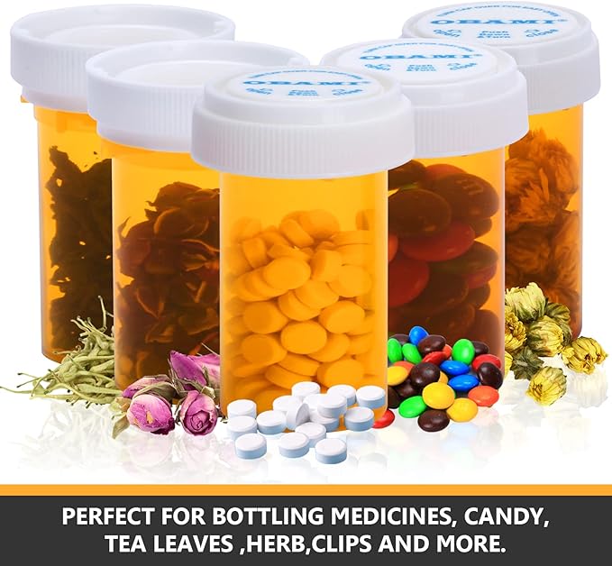Plastic Empty Pill Bottles with Double Sided Use (Child Resistant & Easy Open) Caps - Medicine Container Pill Cases Dispenser Organizers (20 Dram, 12pcs)