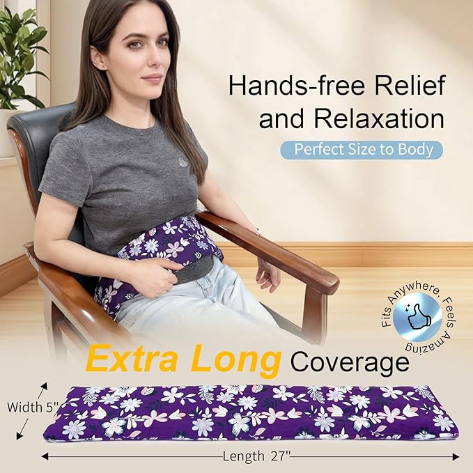 Heating pad for Neck Shoulders and Back Microwavable Machine Washable 27x5 Microwave Rice Bag for Heat Therapy Reusable Hot Pack for Muscle Cramps Moist Warm Bean Bag for Pain Relief Levender Scented