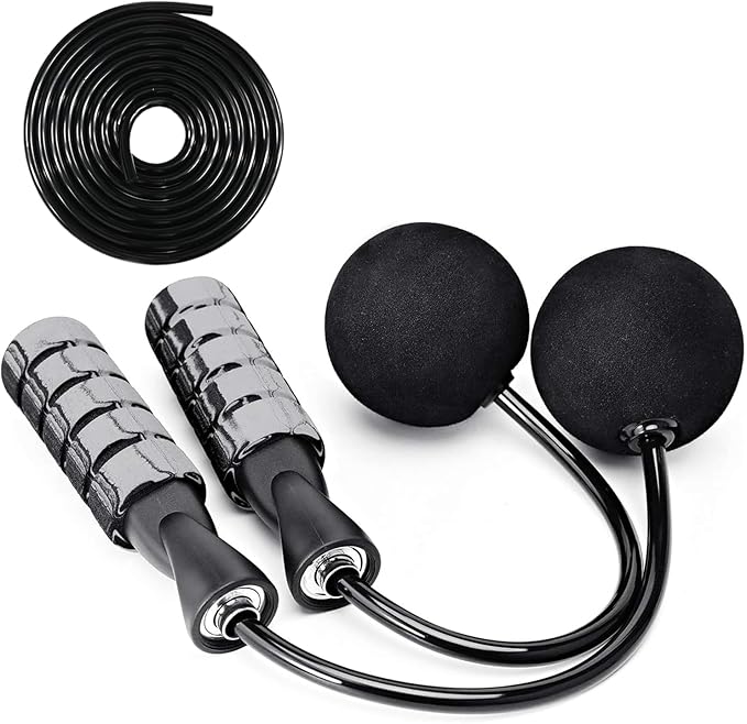 2 in 1 Jump Rope for Women Men and Kids - Tangle-Free Cordless Skipping Jump Rope with Ball Bearings and Foam Handles for Rapid Speed Fitness Workouts
