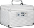 Medicine Lock Box with Key, Alluminum Alloy Box for Medication,First Aid Box with a Removeable Tray to Store Medicines & Pills for Home,Silver 10 * 6.89 * 6.89 Inch