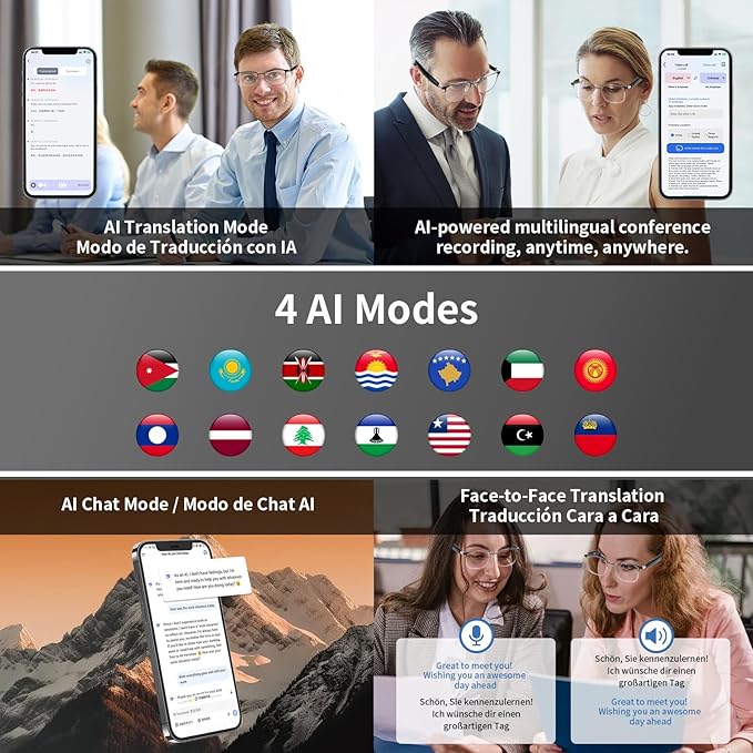 AI Translator Smart Glasses for Men Women, Bluetooth Audio Sunglasses with Photochromic Lenses, Photo Translation, No Subscription, Real-Time Translation(160+Languages) for Travel Business (Gold)