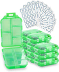 INVODA 12PCS 10-Compartment Pill Organizer BPA-Free Travel Pill Case with Daily Labels Portable Medicine Box for Vitamins, Supplements & Jewelry