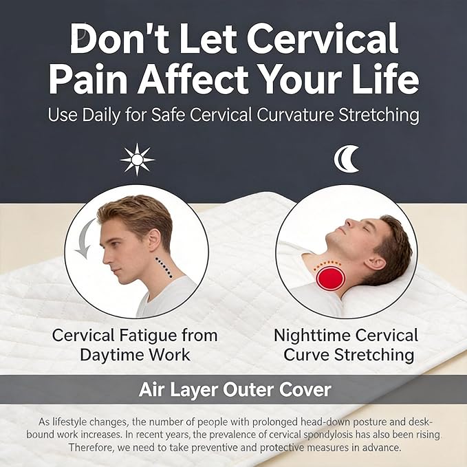 Cervical Pillow for Neck Pain & Side Sleepers Patented Ergonomic Memory Foam Pillow – Adjustable Height for Back & Side Sleeping, Anti-Snoring (Blue+White, Roll)