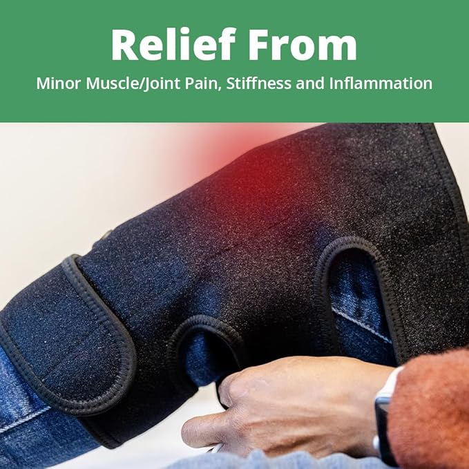 Knee Far Infrared Heating Pad | EMF-Free Natural Jade Stones | Adjustable Temp & Timer | Knee Pain Relief Heating Pads for Women and Men | Portable & Lightweight