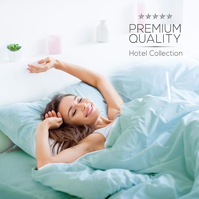 Mueller Ultratemp King Size Sheets Set, Super Soft 1800, 6 Piece, Deep Pocket up to 16" Cooling Sheets King Size, Transfers Heat, Breathes Better, Hypoallergenic, Wrinkle, Light Teal