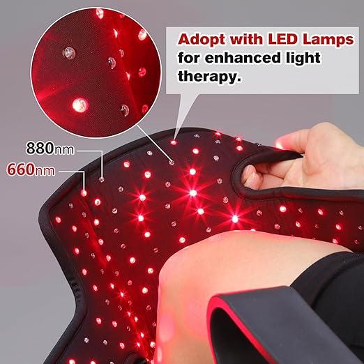 TUOB Knee Elbow Pain Therapy Device with 660nm Red Light and 880nm Near Infrared Red Light Benefits for Joint Pain Relief, Wearable Light Therapy Knee Device Relax Muscle Easily Use at Home Office