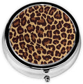 Men Women Round Pill Box Medicine Pill Case, Wild Cheetah Leopard Print Portable Medicine Tablet Vitamin Holder Organizer for Purse Pocket Travel Gift