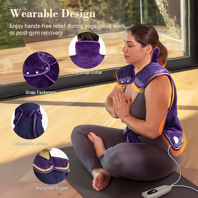 Heating Pad for Back Pain Relief, FSA Eligible HSA, Electric Heating Pads for Back Neck Shoulders, Wearable Large Heat Pad, Christmas Gifts for Mom Women Dad Men, ETL Certified, 24” x 33”, Purple