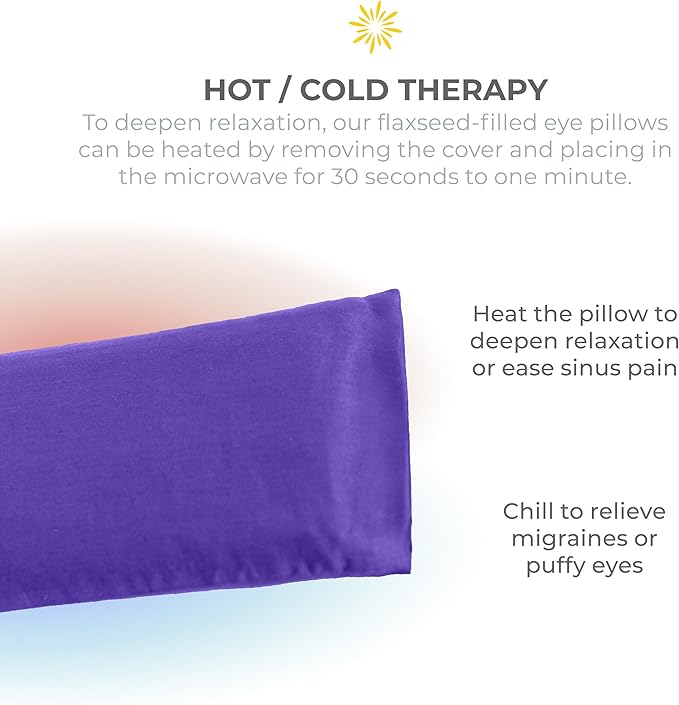 Sunshine Yoga 4-Pack Scented Sateen Eye Pillows, Low-Luster, 9’’ x 4’’ Flaxseed Weighted Eye Mask for Sleeping, Hot or Cold Eye Therapy for Relaxation, Migraine, and Headache, Purple