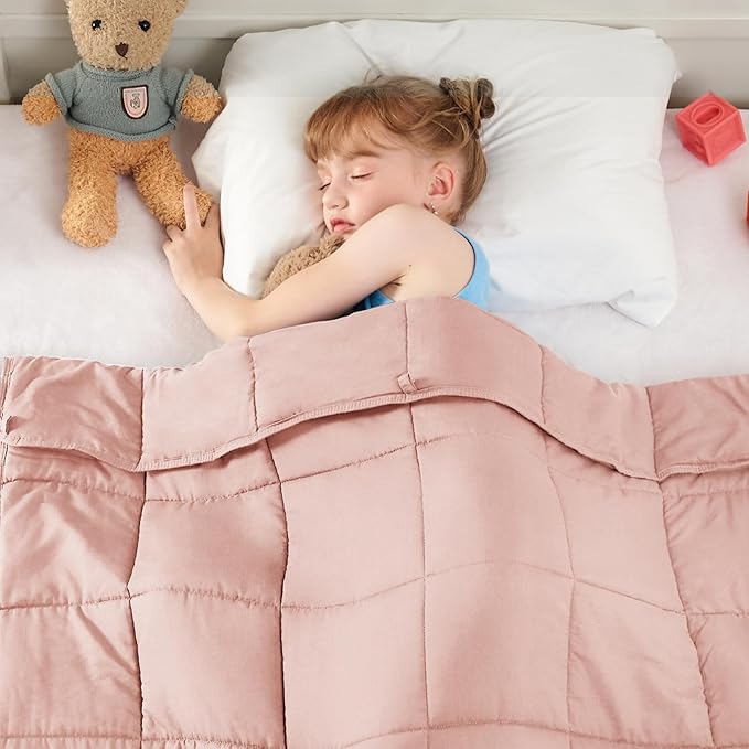 yescool Pink Weighted Blanket 3 Pounds Cooling Weighted Lap Blanket, Heavy Blanket for Sleeping, Weighted Throw Blanket Gifts for 20-40lbs, 36"x48"