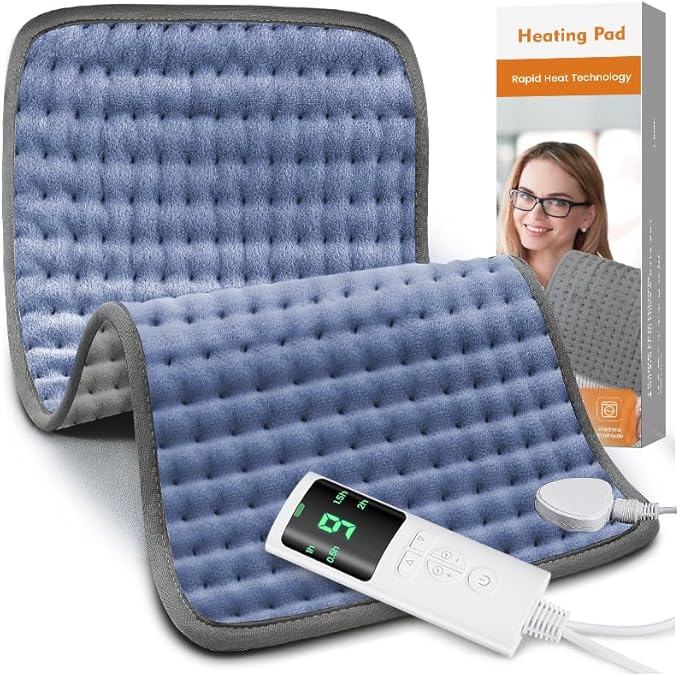 Heating Pad for Back Pain & Cramps Relief, 9 Heat Settings & 4 Timers Auto Shut Off Heating Pads, Machine Washable, Dry & Moist Heat, Soft Electric Heating Pad for Neck, Shoulder, Knee, Leg, 12''×24''