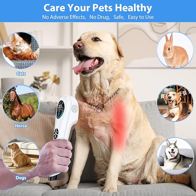 Cold Laser Therapy Device for Humans & Dogs, 4 x 808nm and14 x 650nm, Handheld Red Light and Near Infrared Light Therapy Devices with Stand, Red Light Therapy Wand for Pain Relief Joint, Muscle Pain