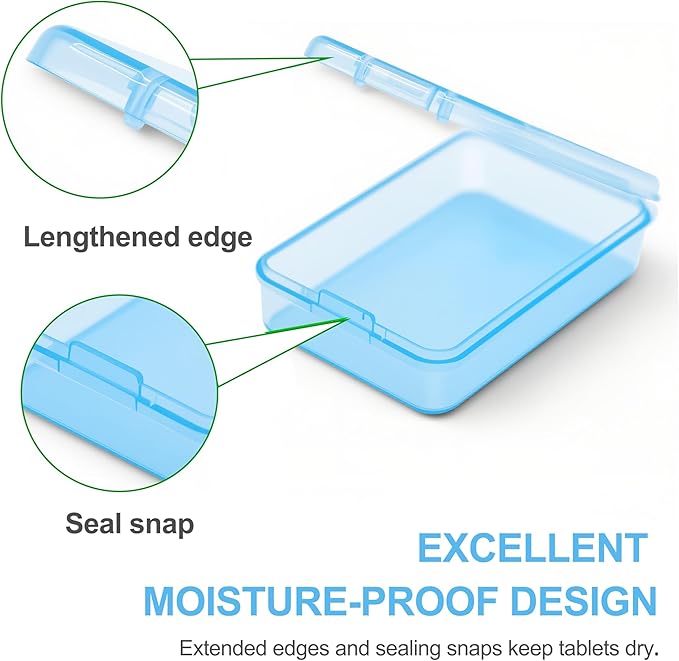 6 PCS Small Pill Box, Tiny Pill Case,Mini Clear Plastic Storage Containers Cute Travel Pill Organizer Case Portable for Pocket Purse Briefcase (Blue)