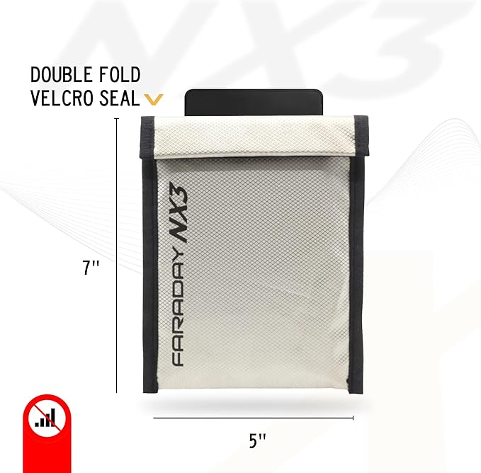 FARADAY DEFENSE 5" x 7" NX3 Triple Layer Cyber Fabric Faraday Bag Sleeves Pouch Signal Shielding, Anti-Hacking, Anti-Tracking, EMP Bag