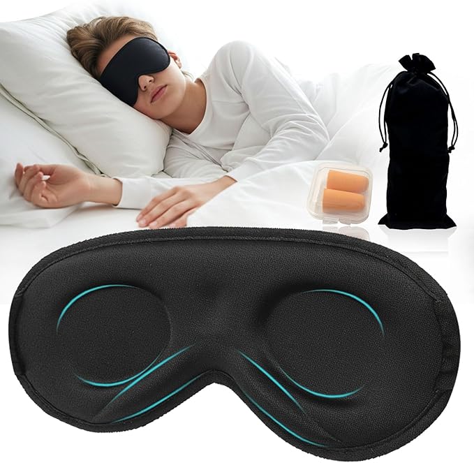 3D Sleep Mask for Kids & Teens (8-18 Years), Zero Pressure & Blackout Eye Cover - Soft Breathable, Adjustable for Travel, Night Use & Deep Sleep