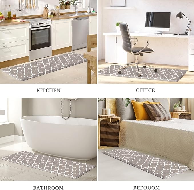 WISELIFE Kitchen Runner Rugs Anti-Fatigue mats,17.3"x 60",Non Slip Waterproof Ergonomic Comfort Mat for Kitchen, Floor Home, Office, Sink, Laundry,Khaki