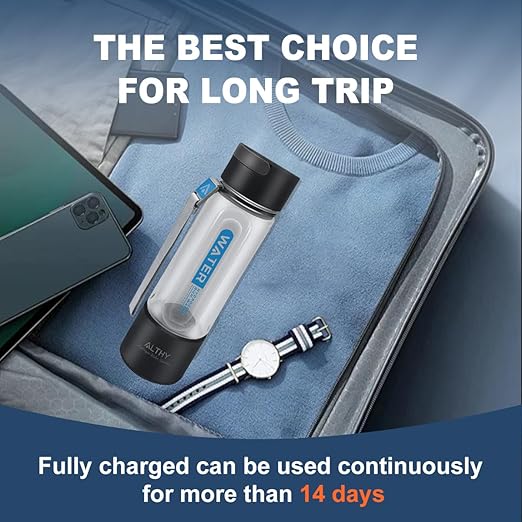 ALTHY Hydrogen Water Generator Bottle Cup SPE+PEM Dual Chamber lonizer,Upgrade 40 Electrolysis Times/Fully Charged for Travel