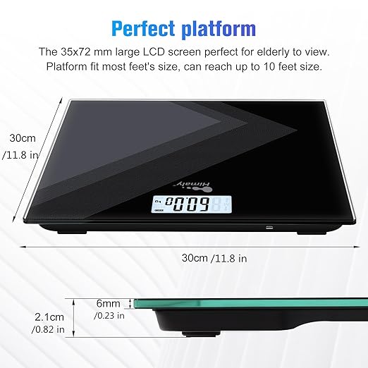 himaly Digital Body Weight Scale, USB Rechargeable Bathroom Scale with Step-On Technology, Back Light Display, Digital Weight Scale, 400Ibs/180kg Capacity, 6mm Tempered Glass