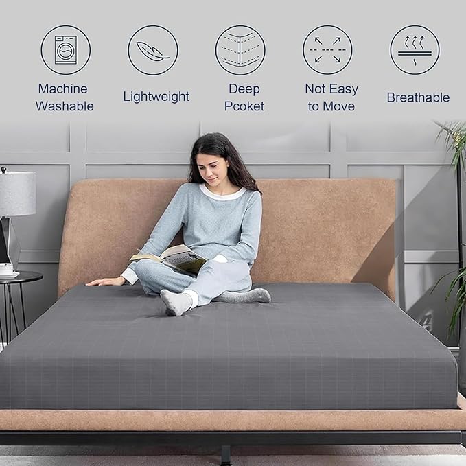Grounding Sheets Twin Size Grounding Fitted Sheet with Cord, Natural Healthy Sleep Solution, Deep Pocket Grounding Bed Cover for Enhanced Well-Being(Twin,39x75x14in, Gray)