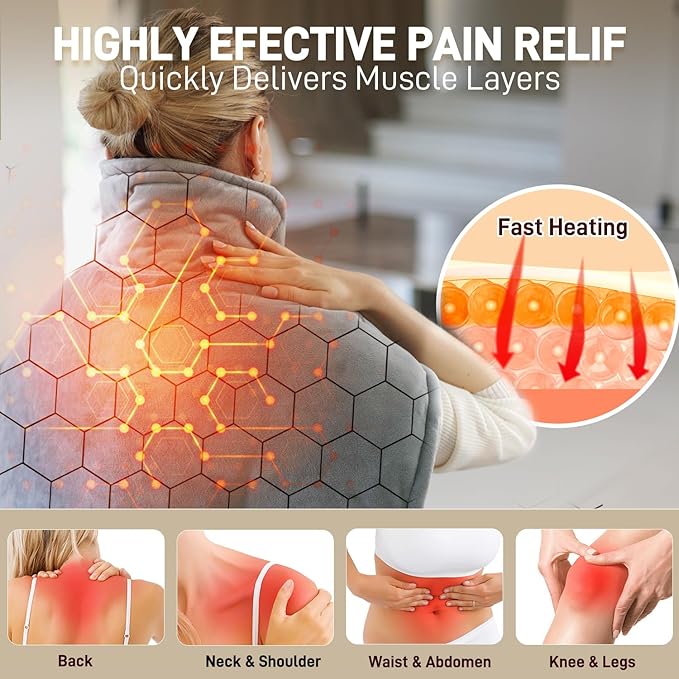 Heating Pad for Neck and Shoulders and Back - Electric Heating Pad for Pain Relief with 6 Heating Levels & 4 Time Setting, Christmas Birthday Gifts for Women Men Dad Mom Elderly (20" x 30")