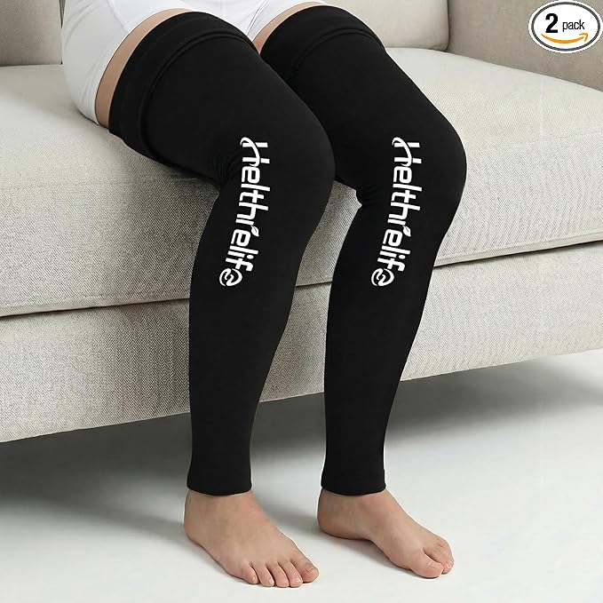 Entire Leg ice Pack Wrap with Strap and Cutting-Edge Cooling Gel for Cold Therapy, Full Leg LCE Pack for Muscle Soreness & Pain from Foot, Calf to Thigh After Post-Surgery