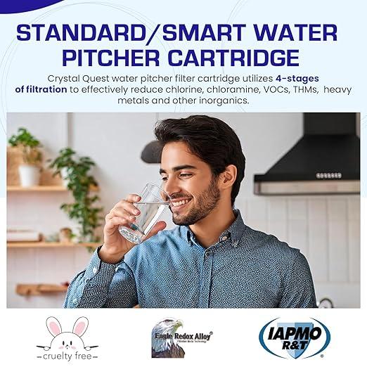 Crystal Quest Standard/Smart Water Filter Pitcher Cartridge – Advanced Filtration for Clean, Healthy Water, Removes Contaminants, Long-Lasting Design, Easy Installation, 2,000 Gallons