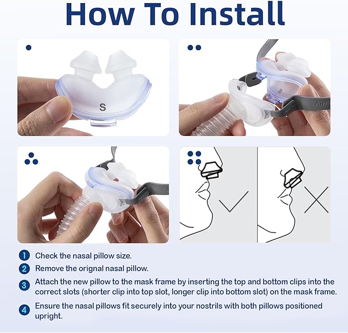 Replacement Nasal Pillow Cushion for ResMed AirFit P10, FSA/HSA Eligible, Compatible with Original Airfit P10 Frame, Reliable Seal & Soft Replacement Silicone CPAP Mask Cushion, 2-Pack, Small