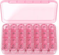 Zoksi Pill Organizer 4 Times a Day, BPA Free Weekly Travel Pill Box，Daily Pill Case with 28 Compartments to Hold Medicine, Vitamin and Supplement(Pink)