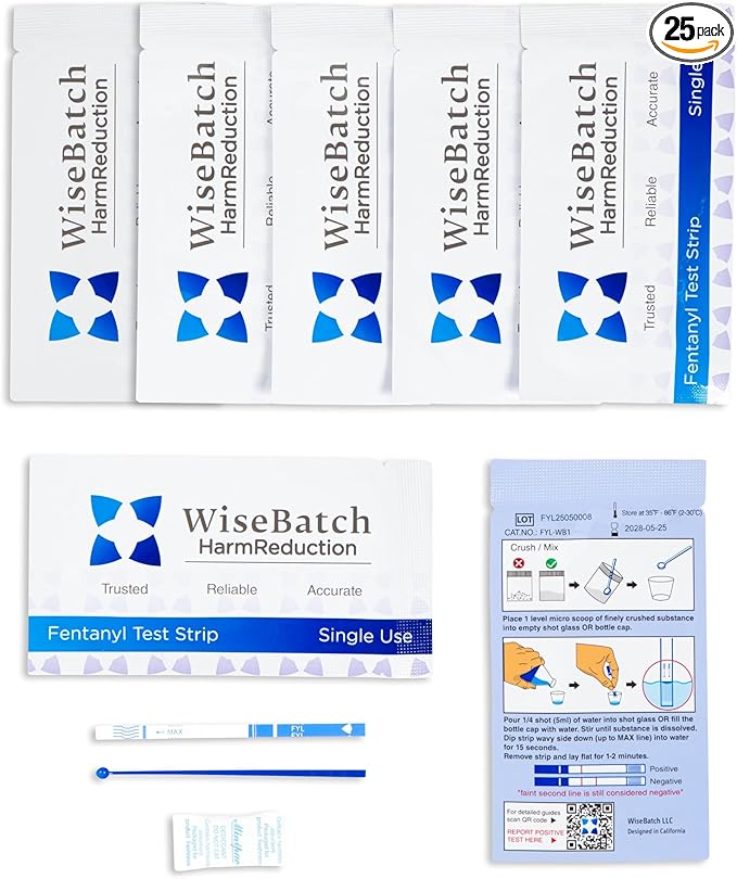 WiseBatch Fentanyl Test Strip + MicroScoop and Instructions, Pack of Twenty-Five (25) – #1 Most Trusted Fentanyl Test Strip on Market – ±99% Accurate – Results in <2 Mins – Prevent Overdoses