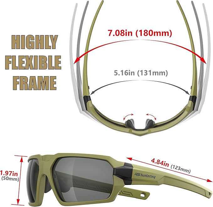 HTS HUNTERSKY Ballistic Tactical ANSI Z87.1+ Impact Protection Anti Fog Shooting Glasses Military Grade Airsoft Range