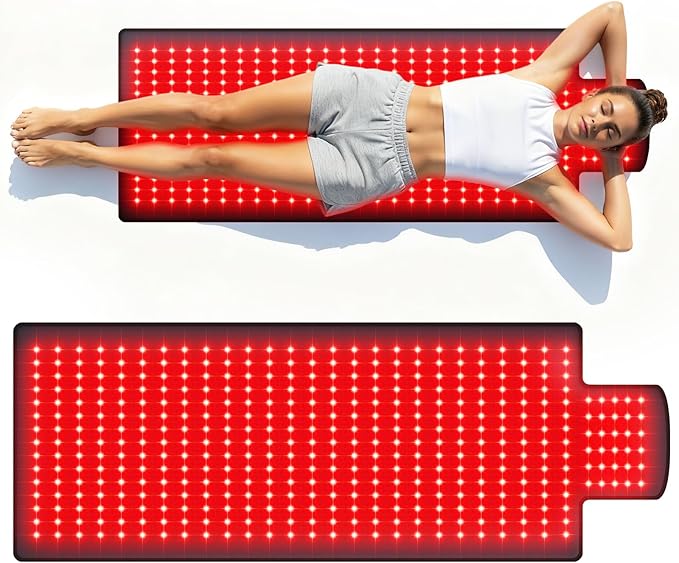 Red Light Therapy Mat, 2in1 LEDs (660nm& 850nm) Red Light Therapy Blanket, Premium Material, Adjustable Timer & Intensity