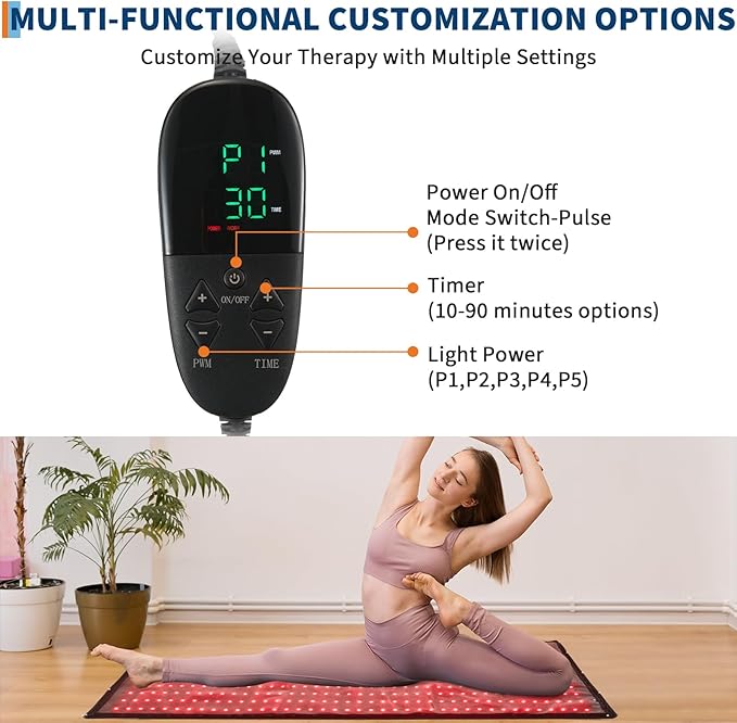Red Light Therapy Mat 97x60cm, 400 LEDs Red Infrared Light Therapy Pad for Full Body, Home Use for Pain Relief, Muscle Recovery, Skin Rejuvenation, Portable & Foldable Design