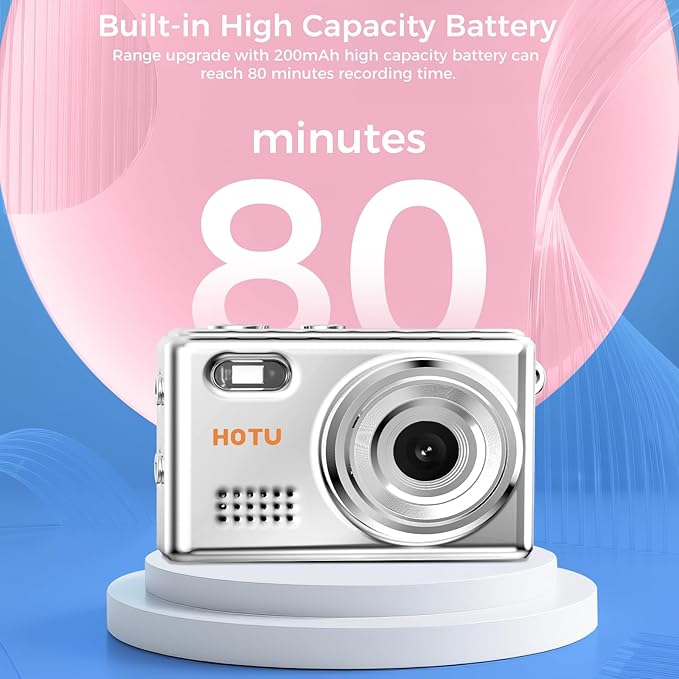 Mini Keychain Digital Camera, Y2K Pocket-Size Mini Camera, 2MP 1080P SmallCamera with 32GB Card, Video Recorder with Long Battery Life for Travel, Party and Vlog (Silver)