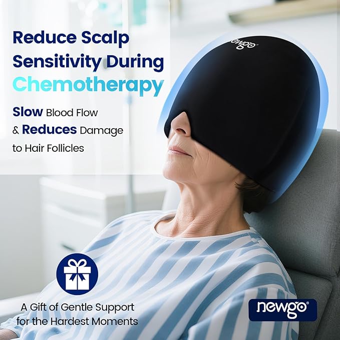 NEWGO Migraine Relief Cap Headaches Ice Cap with Top Coverage, Hot and Cold Therapy, Migraine Headache Relief Cap for Tension, Stress & Hangover