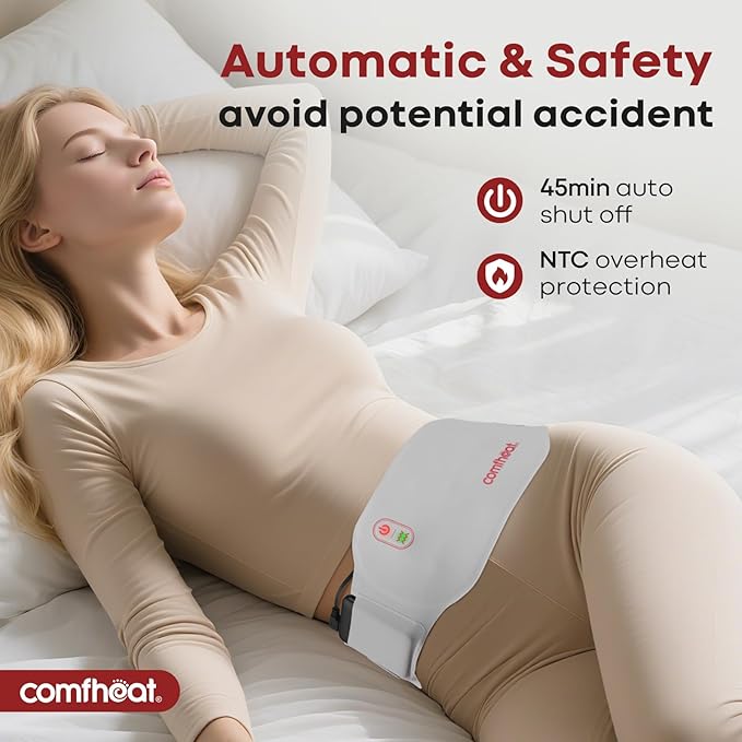 Portable Infrared Heating Pad for Period Cramps Pain Relief, Ultra Thin Cordless Menstrual Relief Abdomen Belly Heat Belt Wearable Heating Pads, Gift for Women Girl Mom